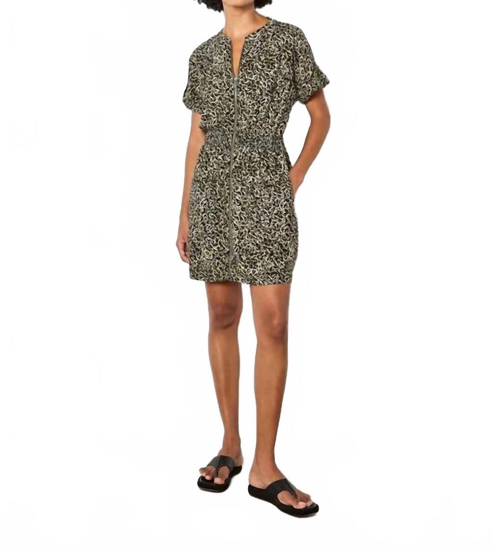 NEW APRICOT women's zip front utility dress in khaki